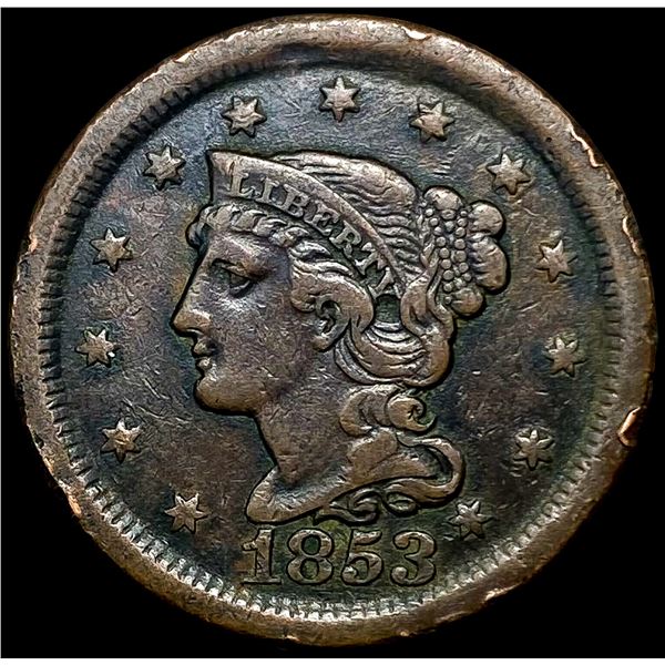 1853 Braided Hair Large Cent LIGHTLY CIRCULATED