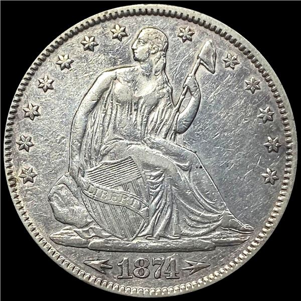 1874 Arrows Seated Liberty Half Dollar CLOSELY UNCIRCULATED