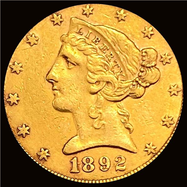 1892 Liberty Head Half Eagle $5 Gold NEARLY UNCIRCULATED