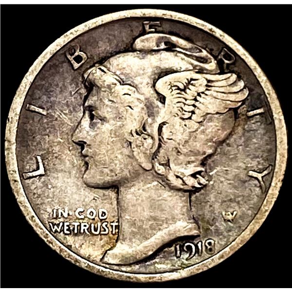1918-D Silver Mercury Dime LIGHTLY CIRCULATED