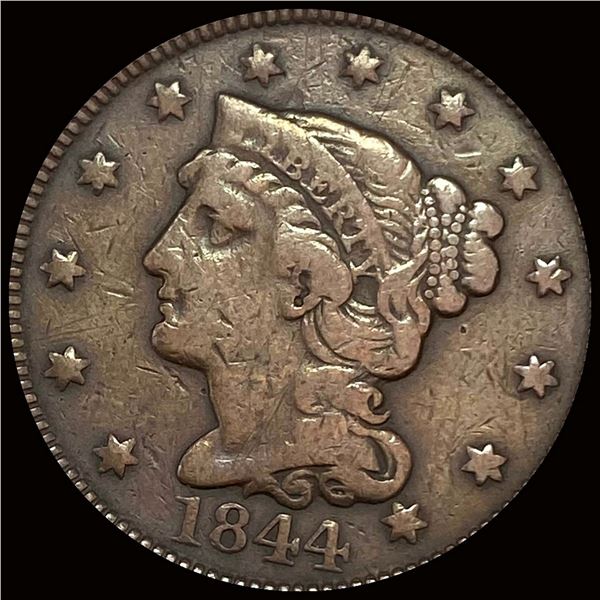 1844 Braided Hair Large Cent LIGHTLY CIRCULATED