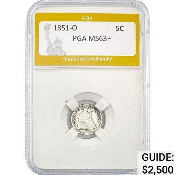 1851-O Seated Liberty Half Dime PGA MS63+