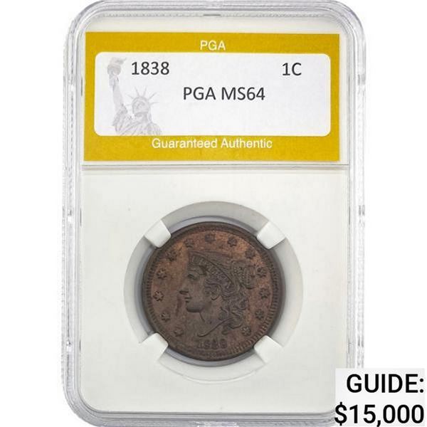 1838 Large Cent PGA MS64