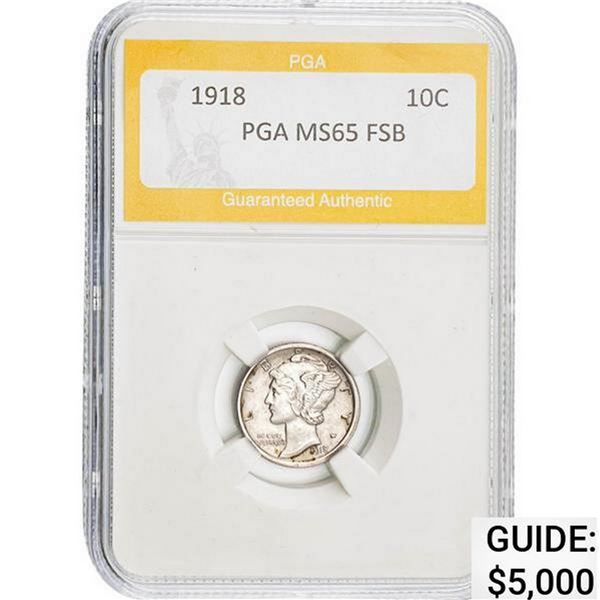1918 Mercury Dime PGA FSB MS65