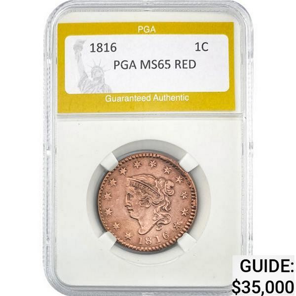 1816 Large Cent PGA RED MS65