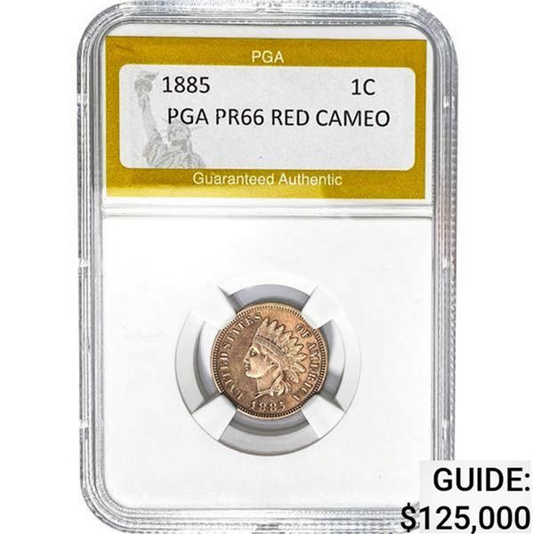 1885 1C Indian Head Cent PGA Red Cameo PR66