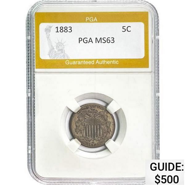 1883 Shield Nickel PGA MS63 MS63