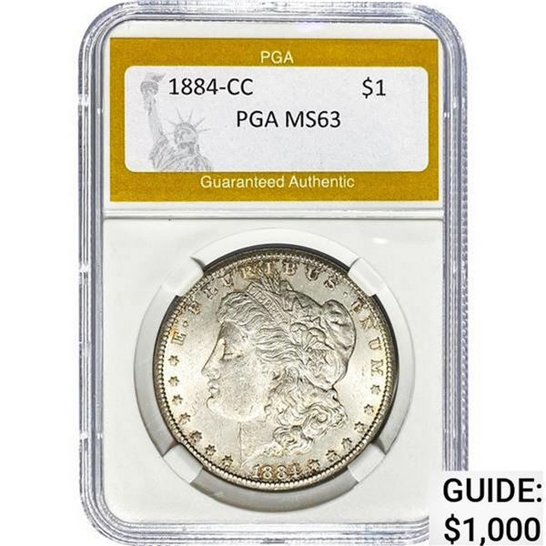 1884-CC Morgan Silver Dollar PGA MS63 MS63