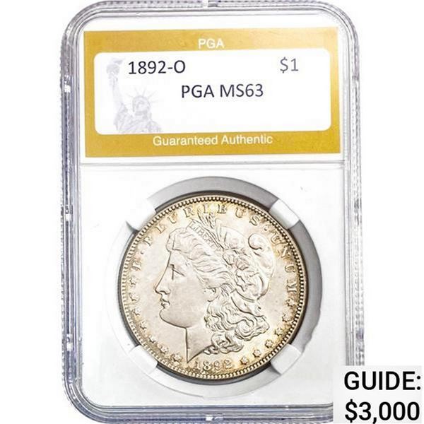 1892-O Morgan Silver Dollar PGA MS63 MS63