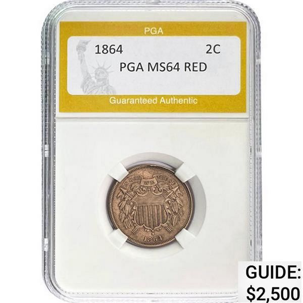1864 2C PGA MS64 RED MS64