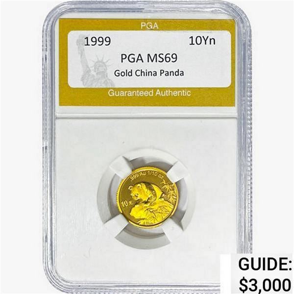 1999 1/10 oz Gold China Panda 10 Yuan PGA MS69