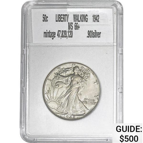 1942 Walking Liberty Half Dollar DPG MS66+