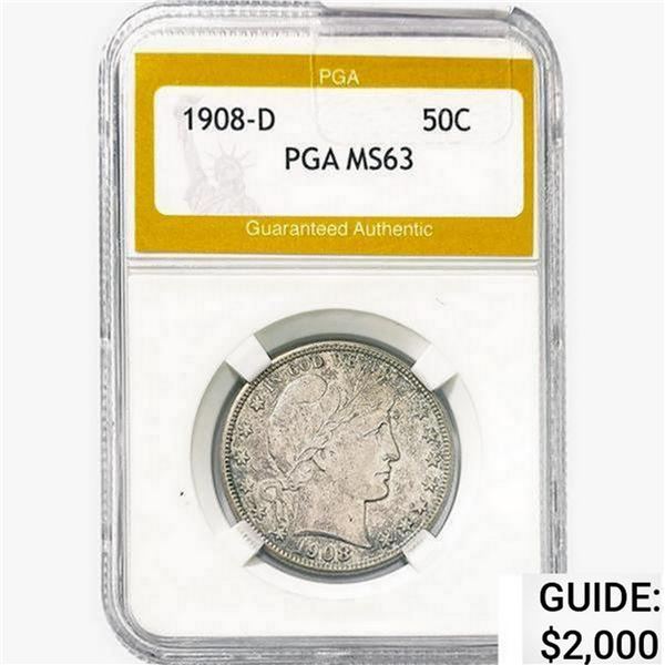1908-D Barber Half Dollar PGA MS63
