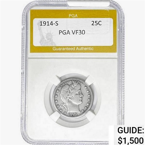 1914-S Barber Quarter PGA VF30