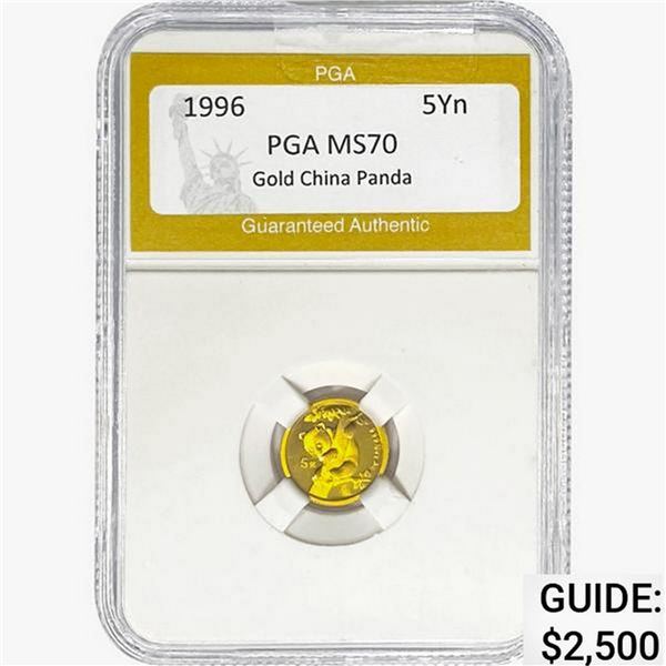 1996 1/10 oz Gold China Panda 5 Yuan PGA MS70