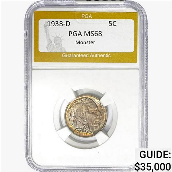 1938-D Buffalo Nickel PGA MS68 MONSTER