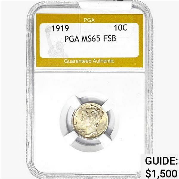 1919 Mercury Silver Dime PGA MS65 FSB