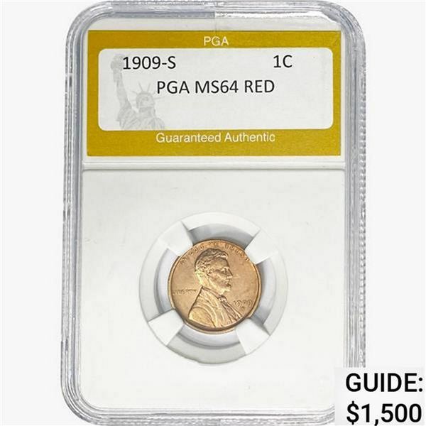 1909-S Wheat Cent PGA MS64 RED
