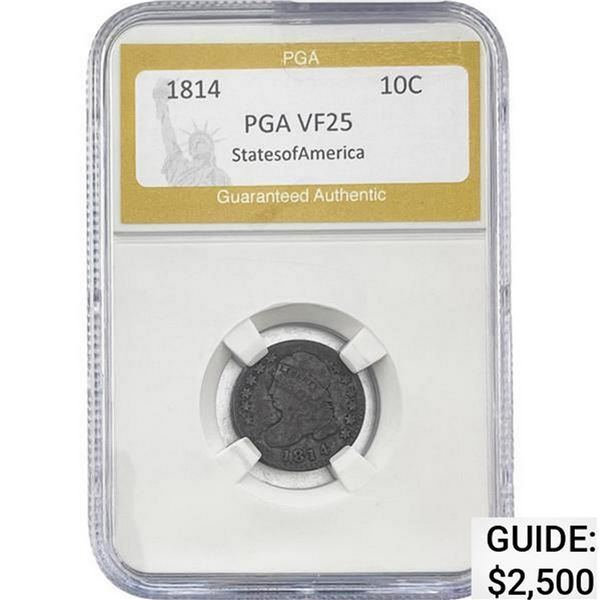 1814 Capped Bust Dime PGA VF25 StatesofAmerica