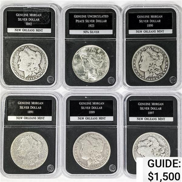 [6] 1890-1923 Silver Dollars PCS Genuine