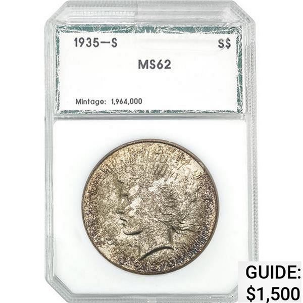 1935-S Peace Dollar PCI MS62