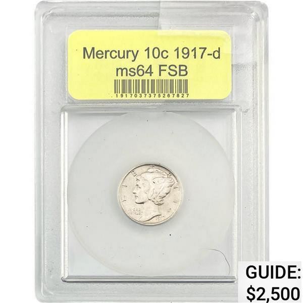 1917-D Mercury Dime PCGS MS64 FSB MS64