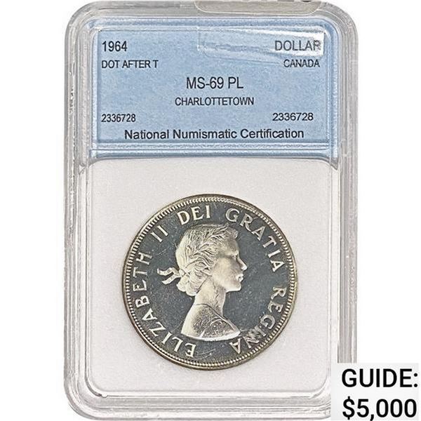 1964 SILVER CANAD $1 NNC MS69 PL