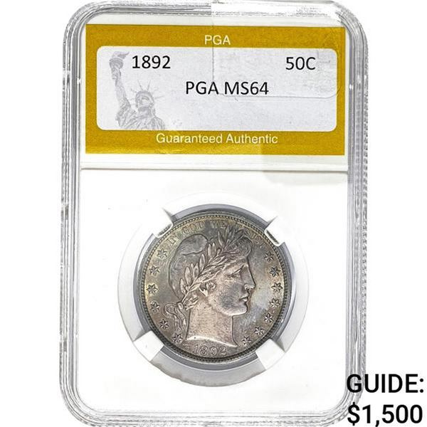 1892 Barber Half Dollar PGA MS64