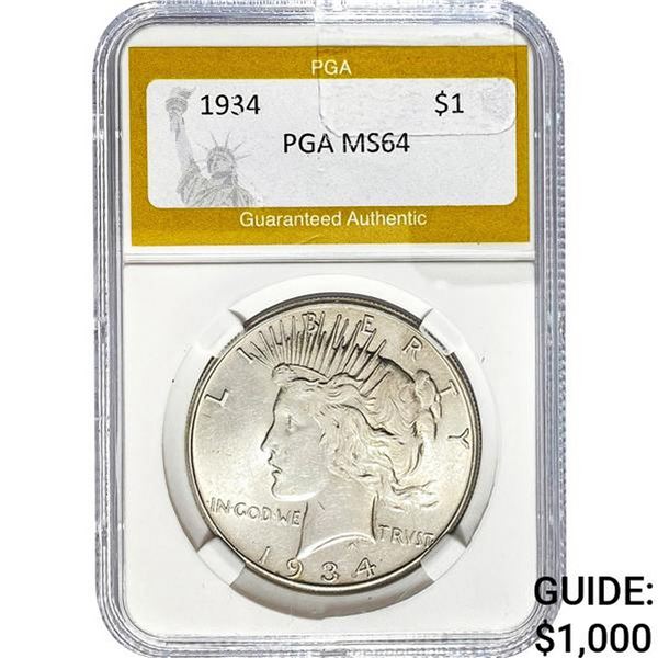 1934 Peace Dollar PGA MS64