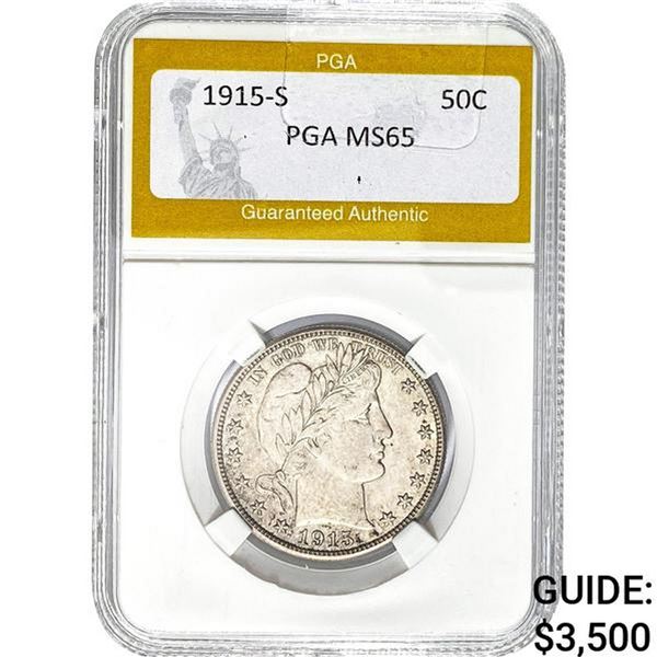 1915-S Barber Half Dollar PGA MS65