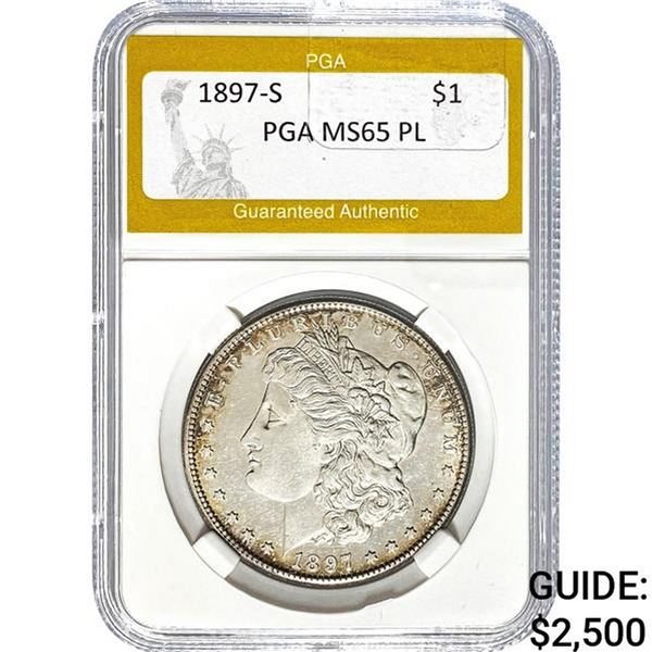 1897-S Morgan Silver Dollar PGA MS65 PL