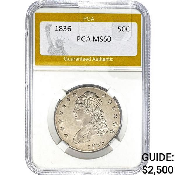 1836 50C Capped Bust Half Dollar PGA MS6