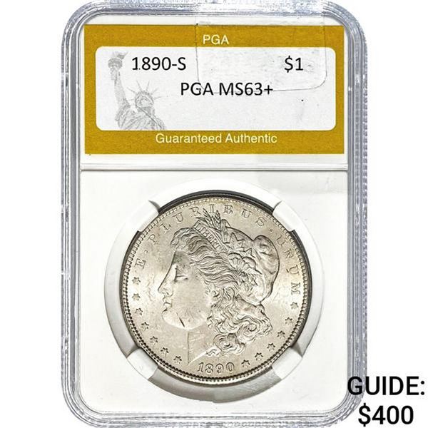 1890-S Morgan Silver Dollar PGA MS63+
