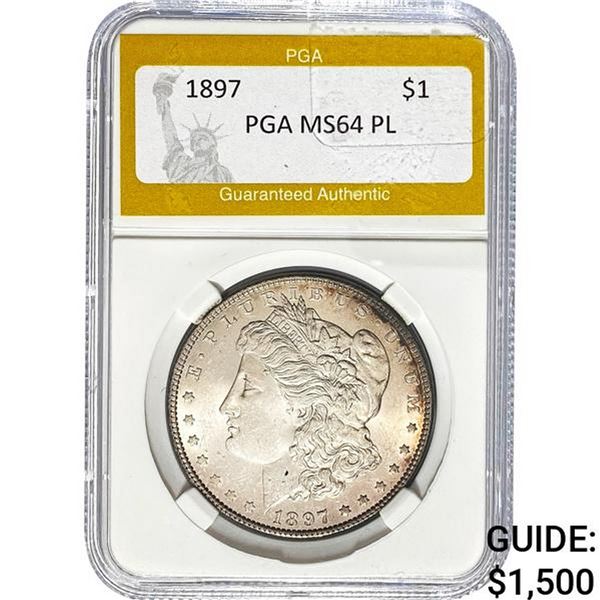 1897 Morgan Silver Dollar PGA MS64 PL