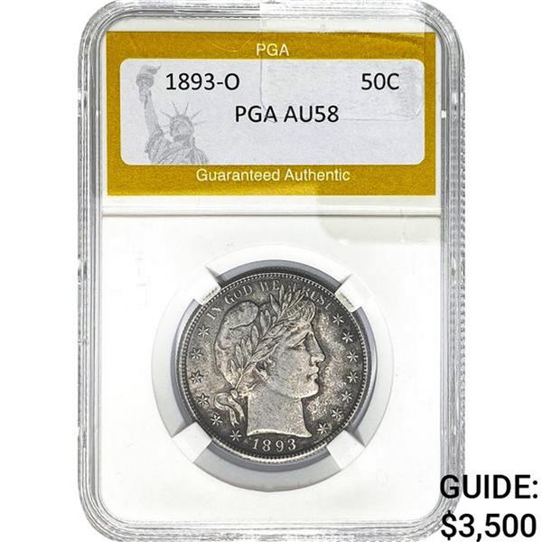 1893-O Barber Half Dollar PGA AU58