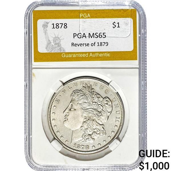 1878 Rev 79 Morgan Silver Dollar PGA MS65