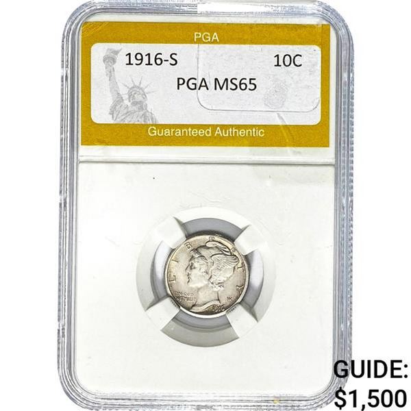 1916-S Mercury Dime PGA MS65