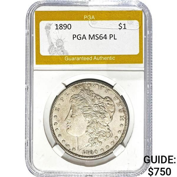1890 Morgan Silver Dollar PGA MS64 PL