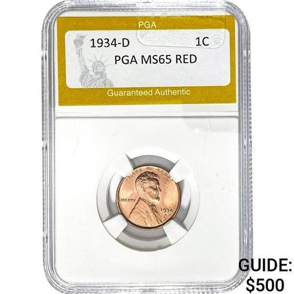1934-D Lincoln Cent PGA MS65 RED
