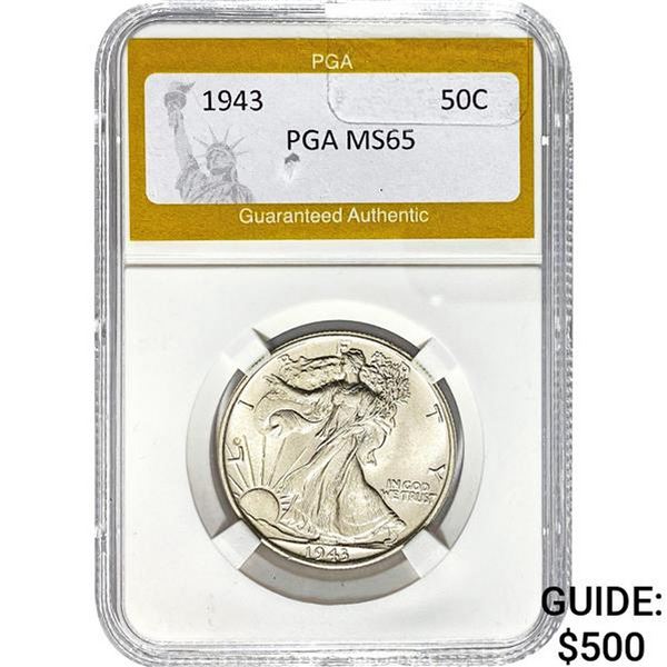 1943 Walking Liberty Half Dollar PGA MS65