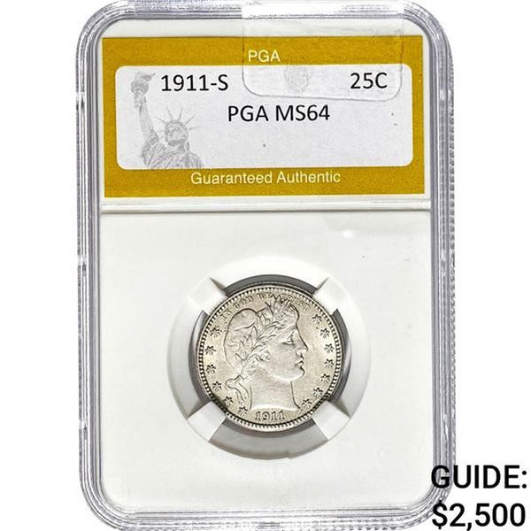 1911-S Barber Quarter PGA MS64