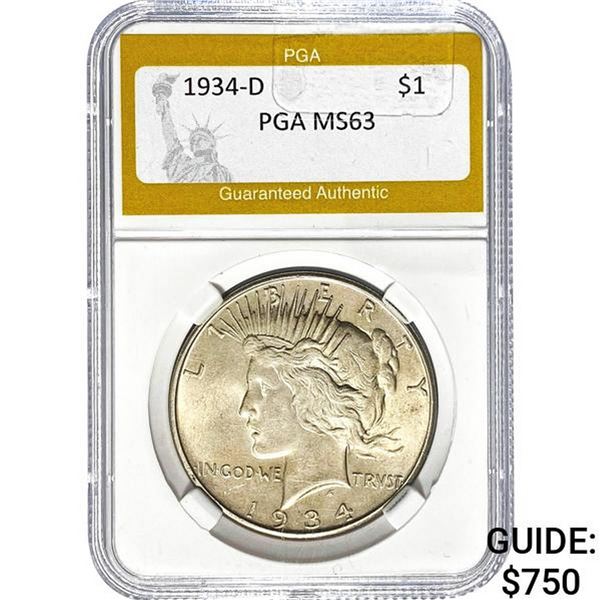 1934-D Peace Dollar PGA MS63