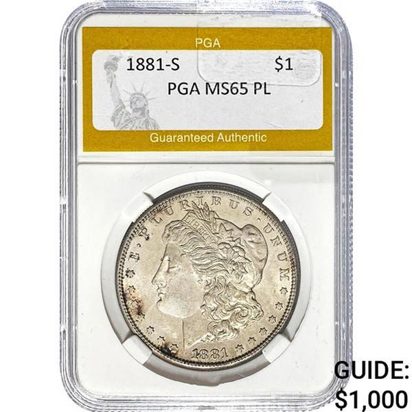 1881-S Morgan Dollar PGA MS65 PL