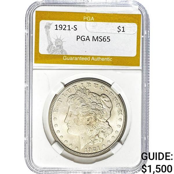 1921-S Morgan Silver Dollar PGA MS65
