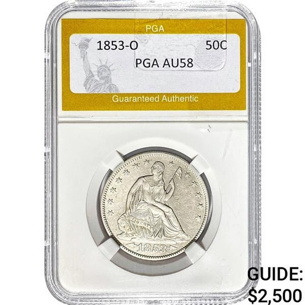 1853-O Seated Liberty Half Dollar PGA AU