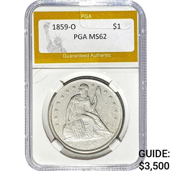 1859-O Seated Liberty Dollar PGA MS62