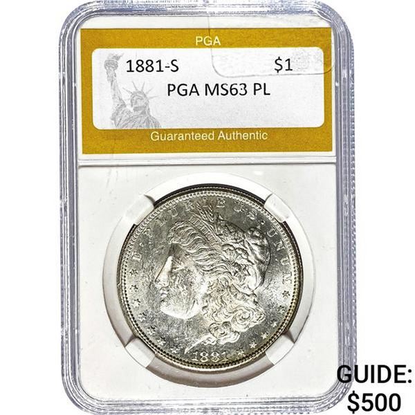 1881-S Morgan Dollar PGA MS63 PL