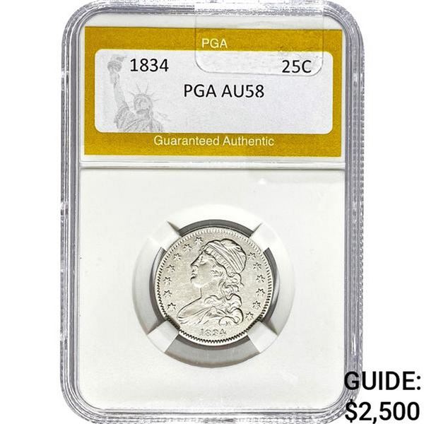 1834 Capped Bust Quarter PGA AU58