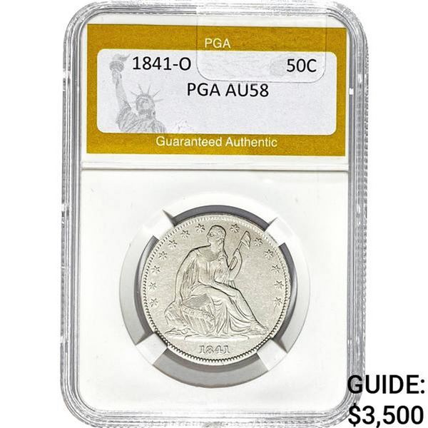 1841-O Seated Liberty Half Dollar PGA AU