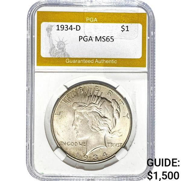 1934-D Peace Dollar PGA MS65
